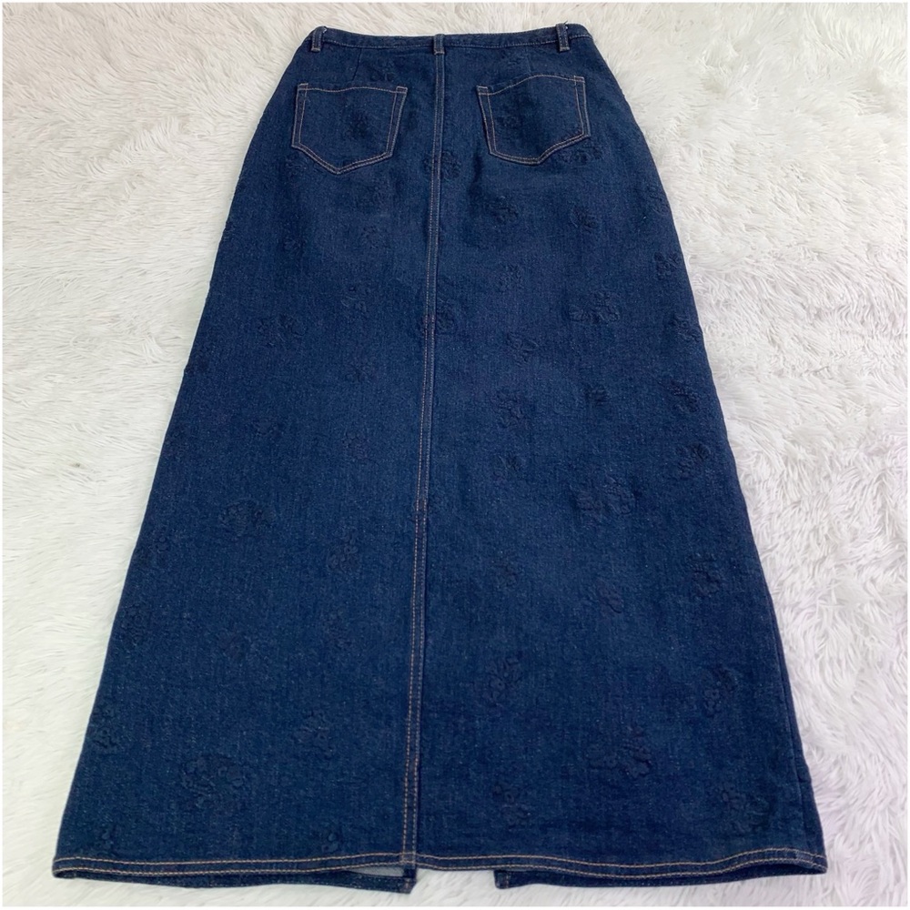 Jason Wu Blue front slit embroidered denim maxi skirt - Picture 6 of 10